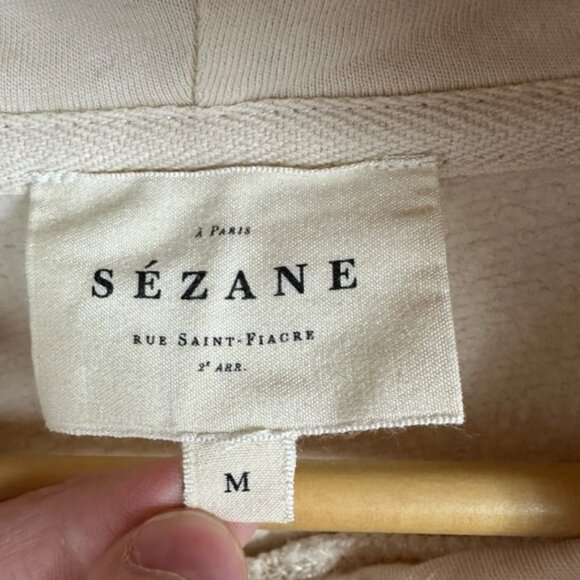 Sezane Lexi Sweatshirt Cream Hoodie Organic Cotton Size Medium French Minimalist - Picture 6 of 16